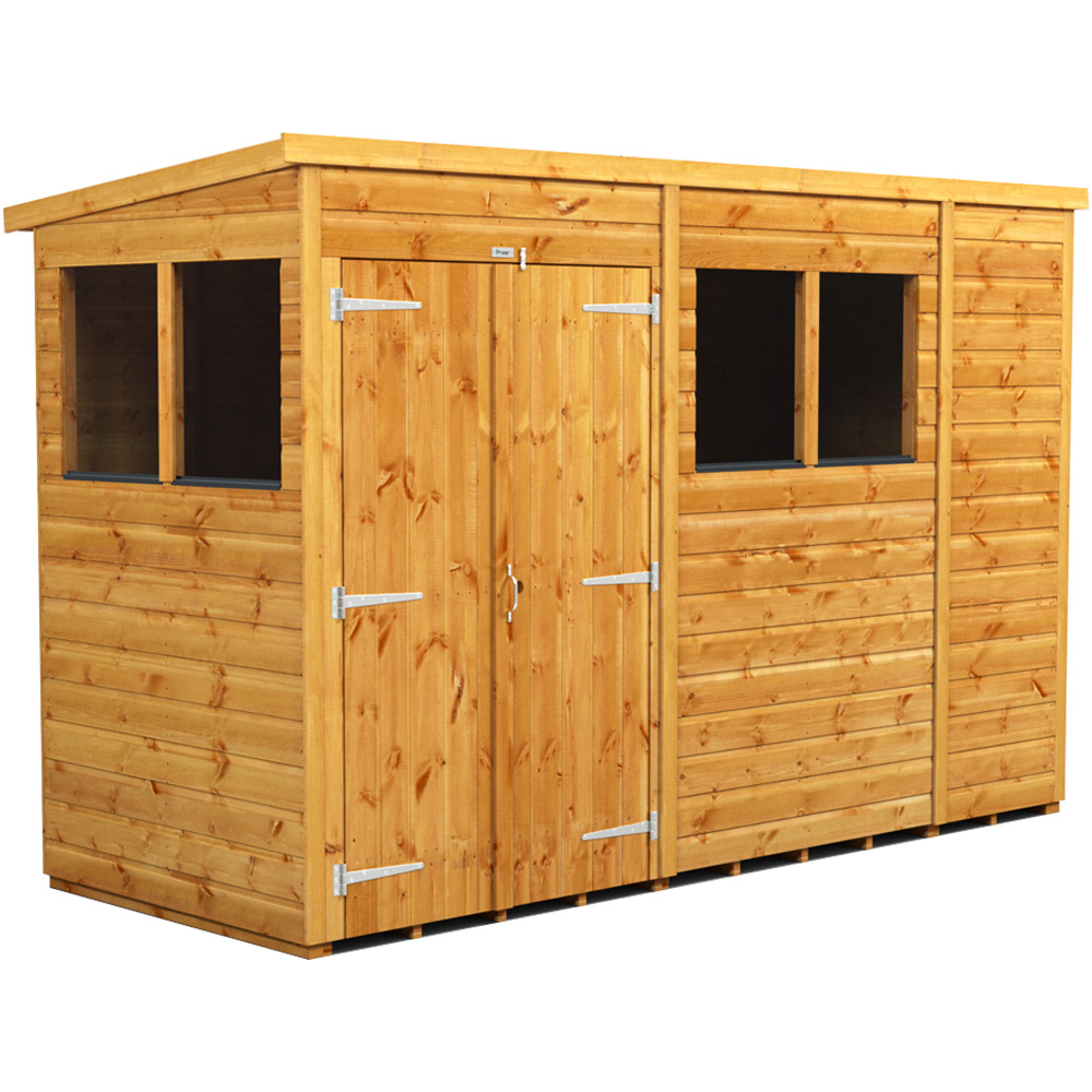 Power Sheds 10 x 4ft Double Door Pent Wooden Shed Image 1