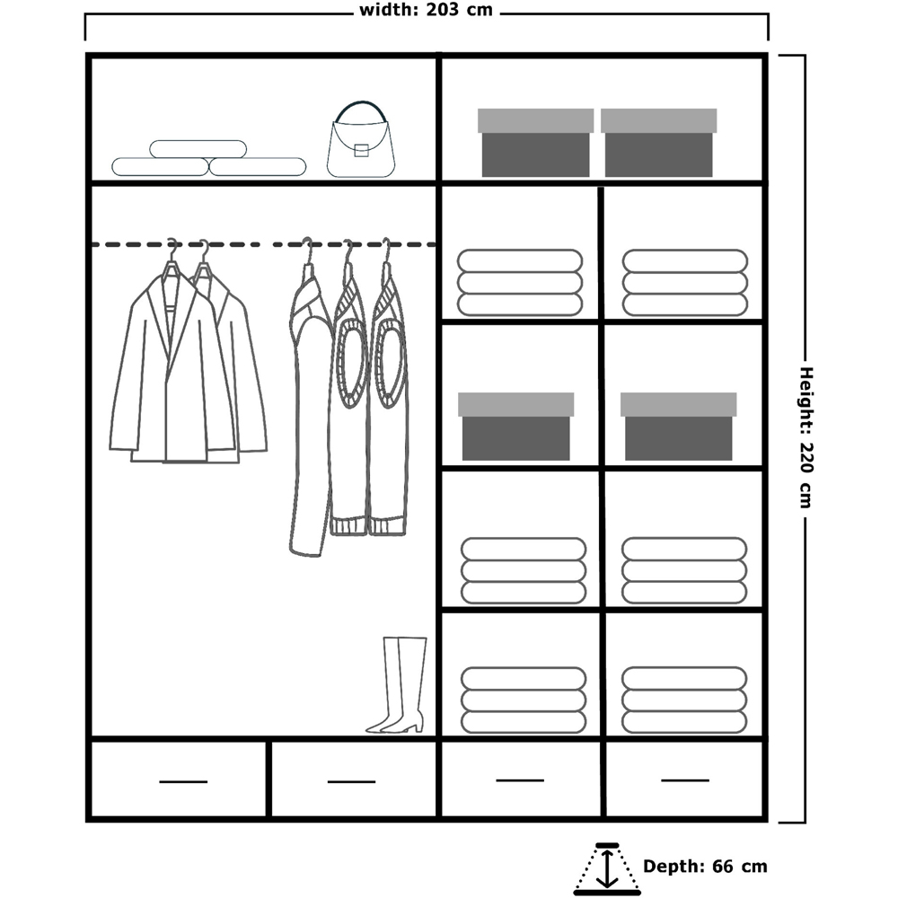Sliding Wardrobes 4U 2 Sliding Door Grey Modern High Gloss Mirrored Wardrobe Image 5