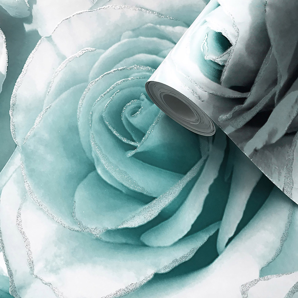 Muriva Madison Glitter Aqua Wallpaper Image 2
