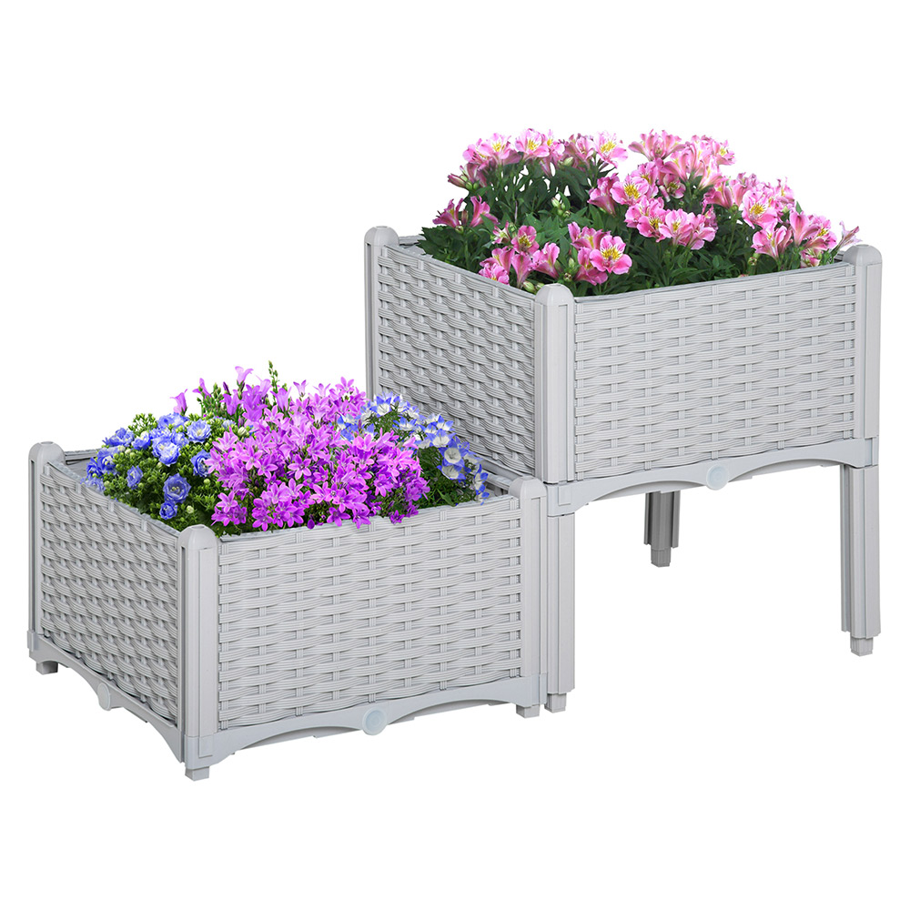 Outsunny Set of 2 Garden Bed Grey Image 1