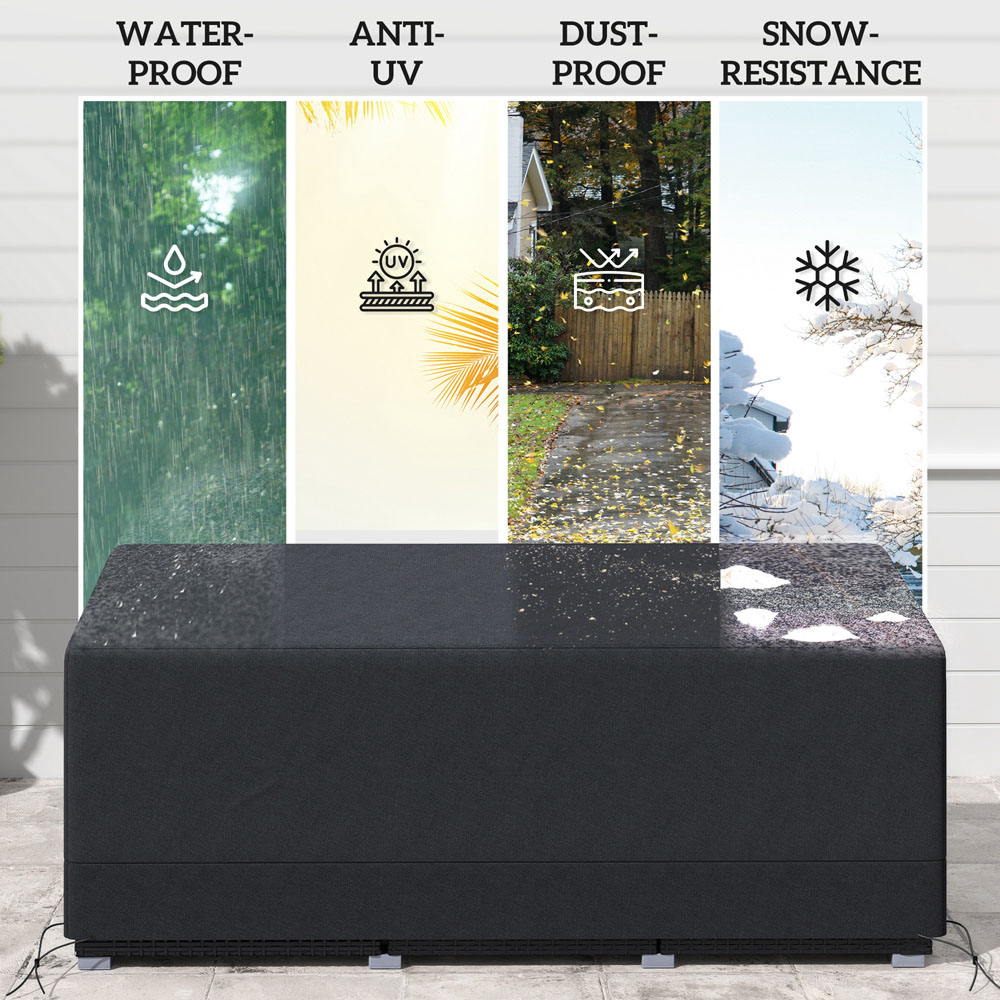 Outsunny Black Rectangular Patio Furniture Cover 190 x 72 x 76cm Image 6