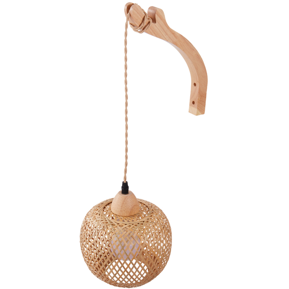 Living and Home Bamboo Woven E27 Plug-In Wall Light Image 4
