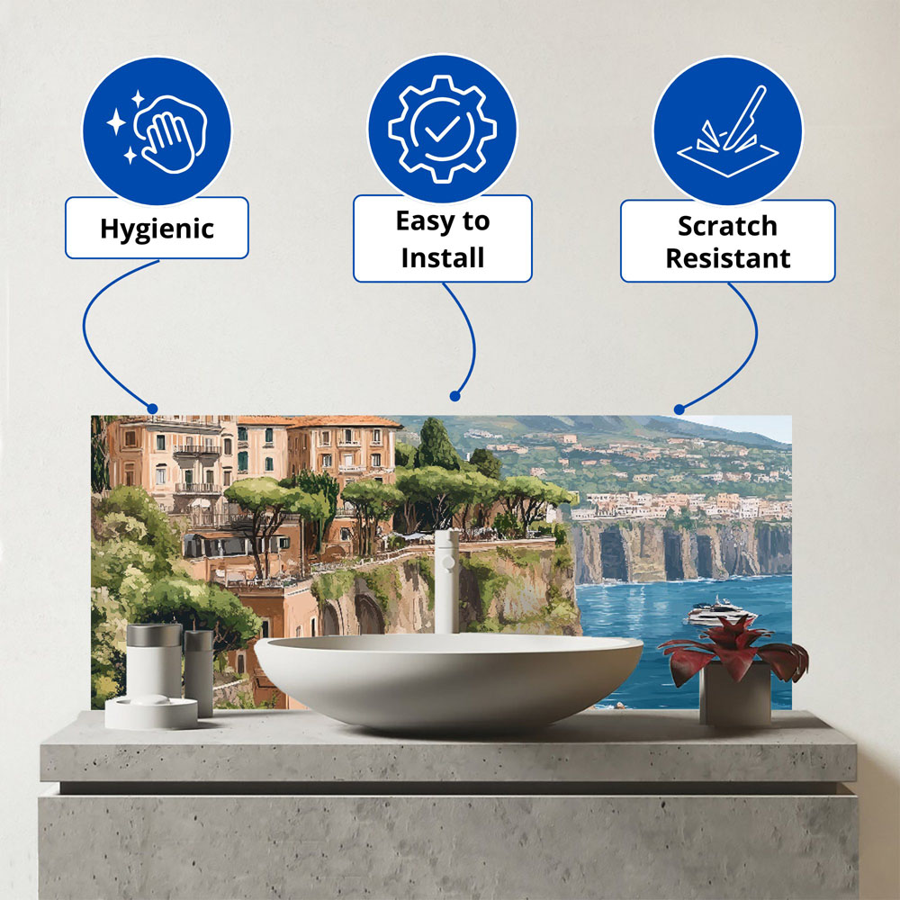 Warren Reed Designer Sorrento Cliffs Bathroom Splashback 25 x 60cm Image 3