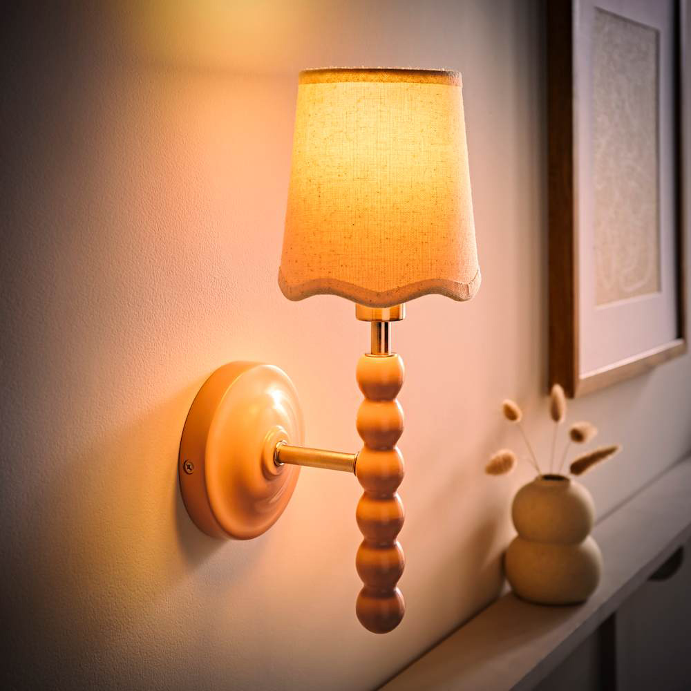 ValueLights Scallop Shade Rose Pink Bobbin LED Wall Light with Bulb 2 Pack Image 2