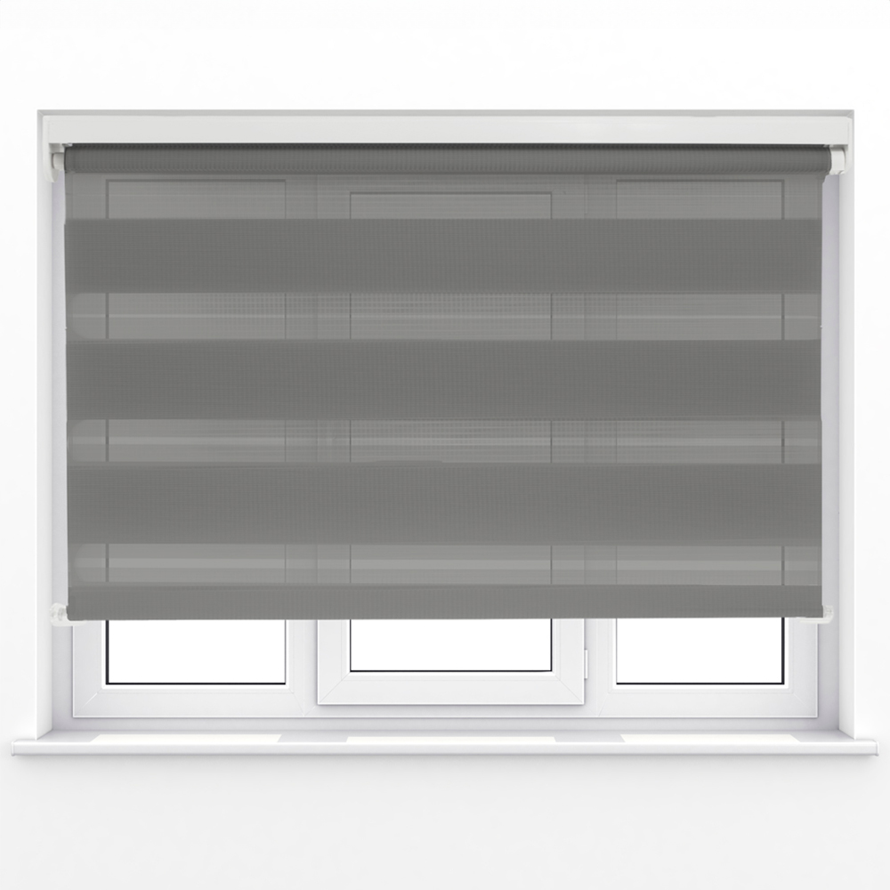 Caecus Day Night Blackout Long Drop Roller Blind Charcoal Grey 210 x 100cm Image 1