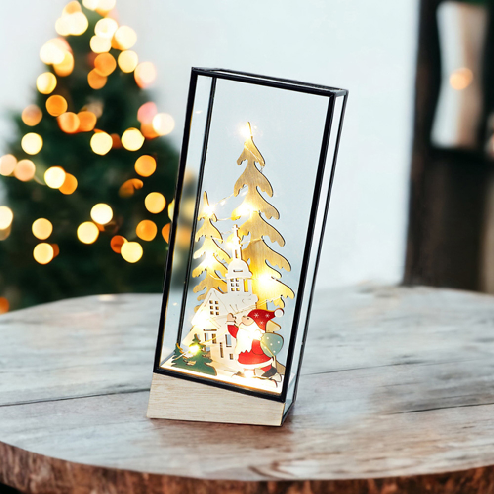 Xmas Haus Hurricane Glass Led Festive Scene Image 2