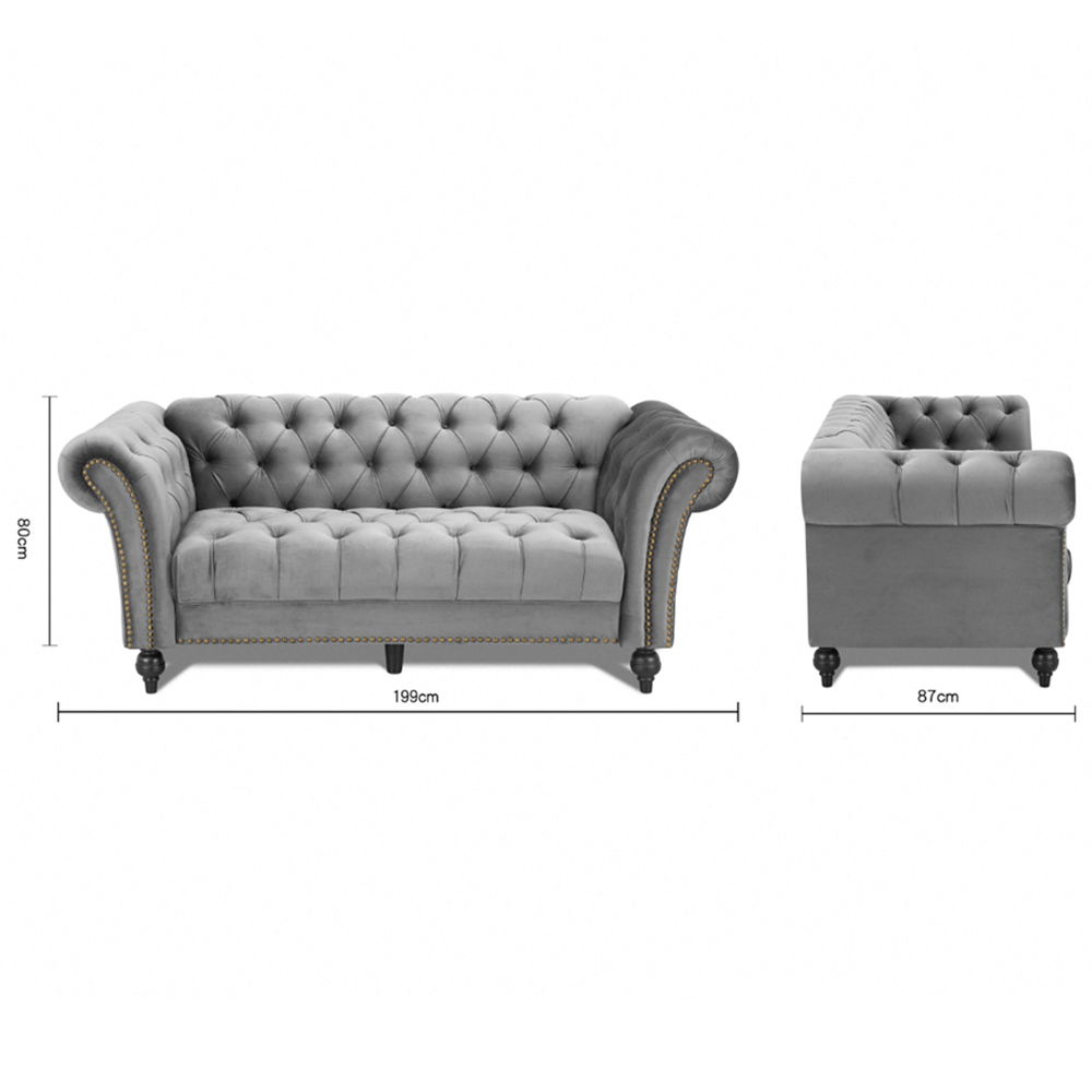 Home Detail Mayfair 3 Seater Grey Velvet Curved Sofa Image 9