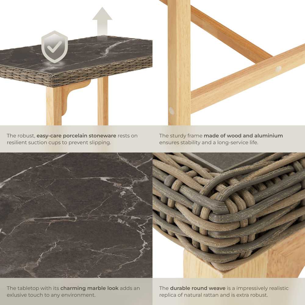 tectake 4 Seater Nature Polyrattan Garden Bar Bistro Table Image 6