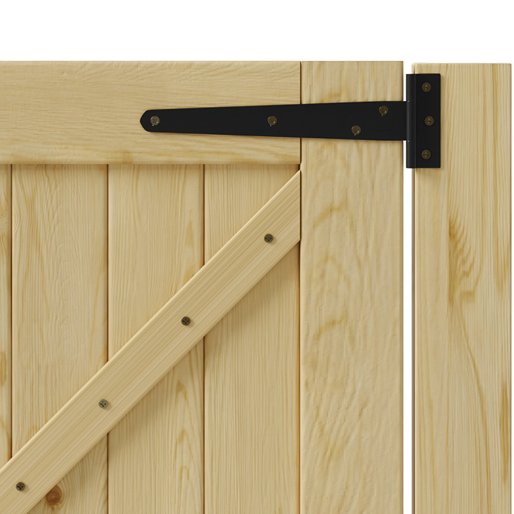 Living and Home Wooden Garden Slat Gate with Door Latch 70.8 x 35.4 inch Image 5