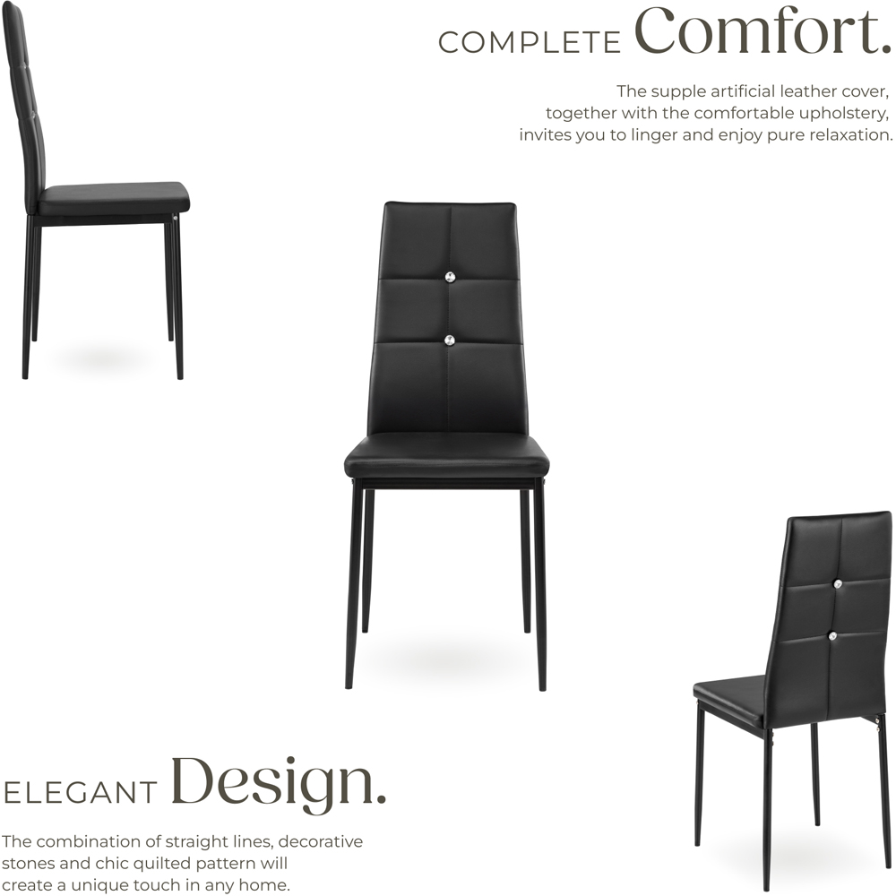 tectake Set of 6 Black Rhinestone Highlight Dining Chairs Image 4