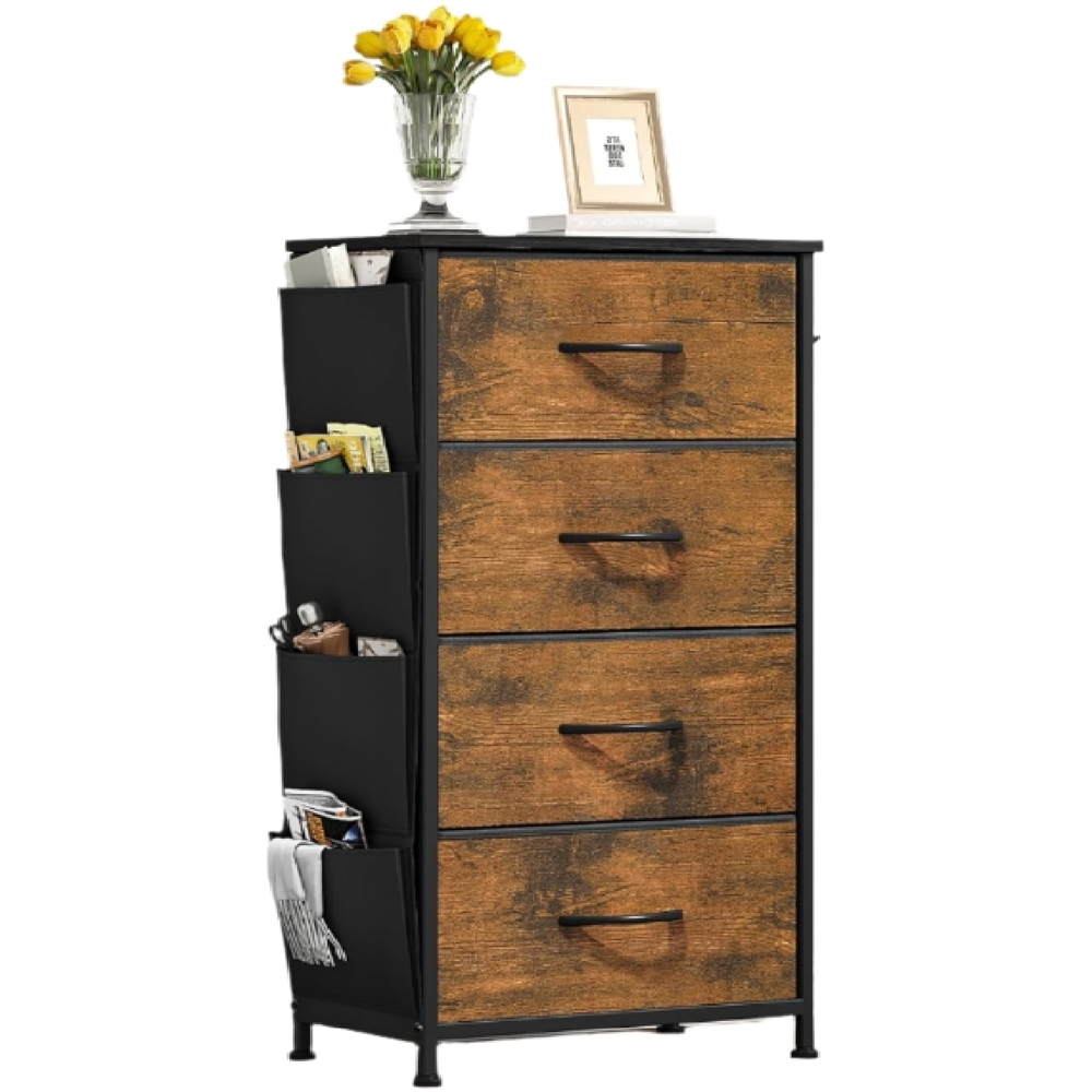 Modcraft 4 Drawer Rustic Brown Fabric Storage Organizer Image 2