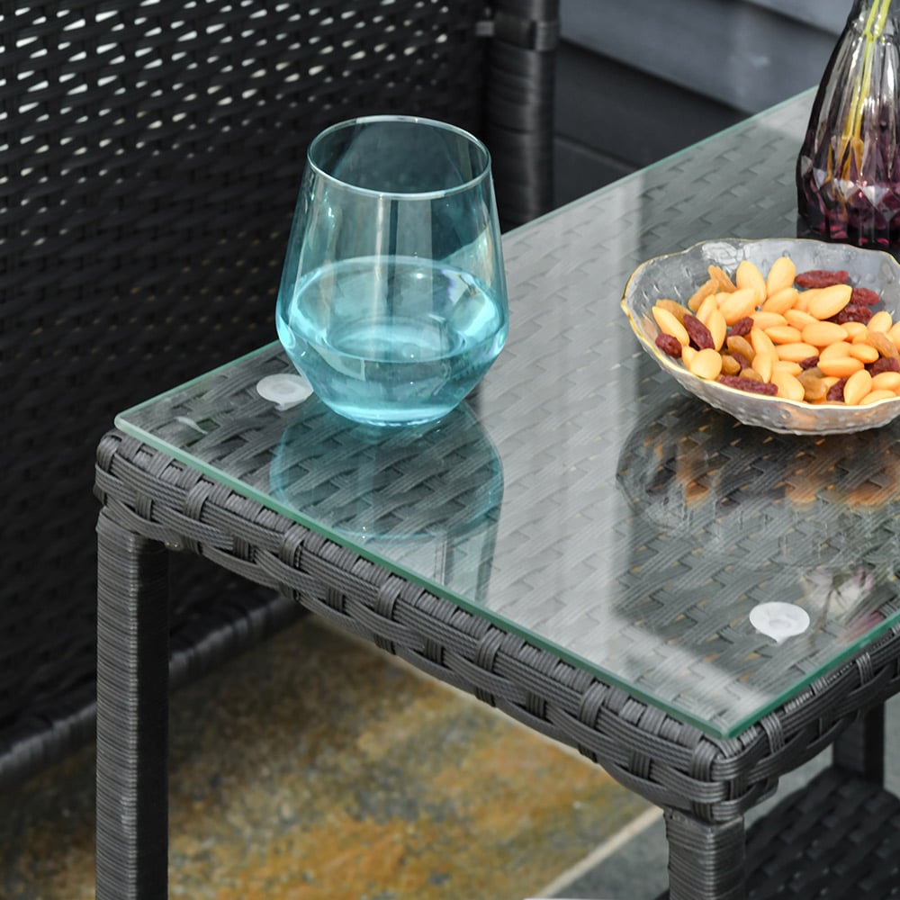 Outsunny Rattan 3 PCs Bistro Set Black Image 5