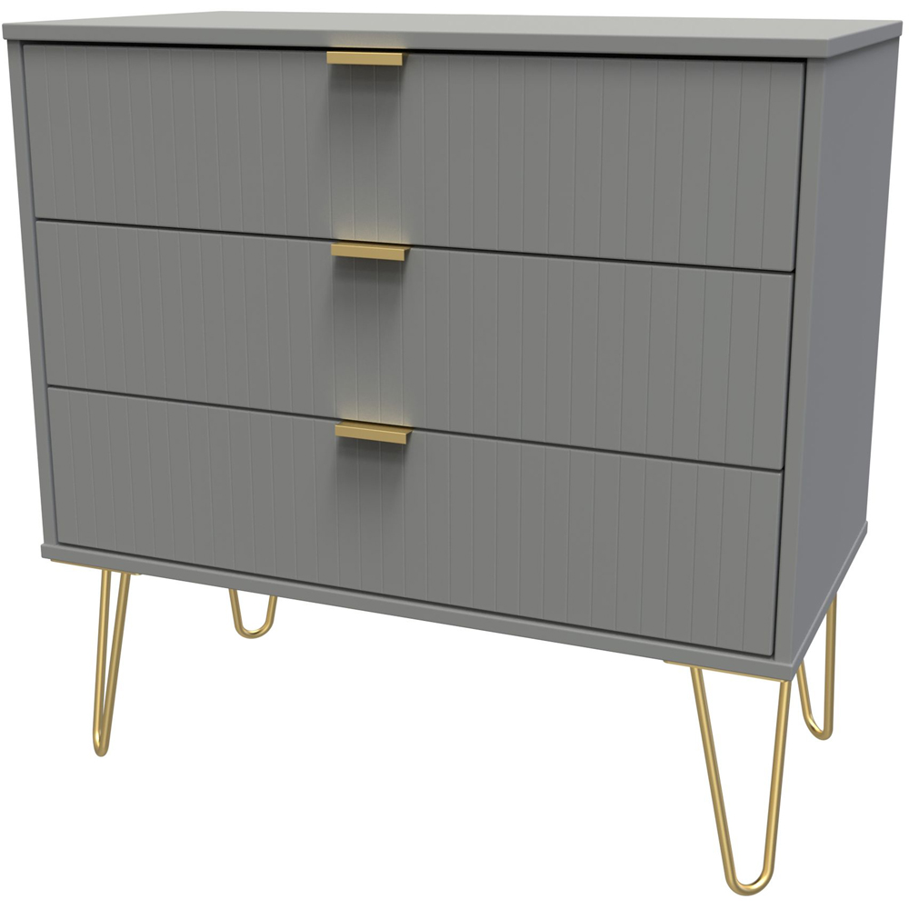 Crowndale 3 Drawer Dusk Grey Wide Chest of Drawers Ready Assembled Image 2