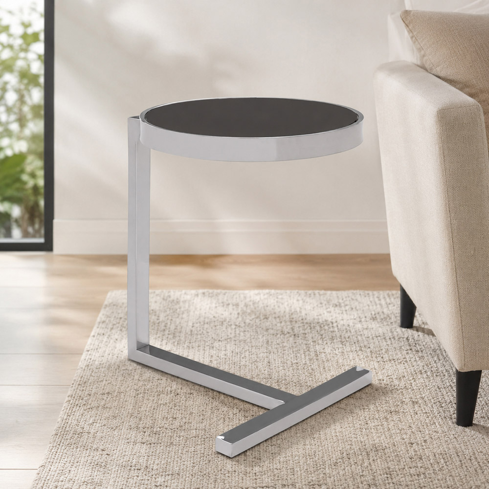 Premier Housewares Silver T-Base Side Table Image 4