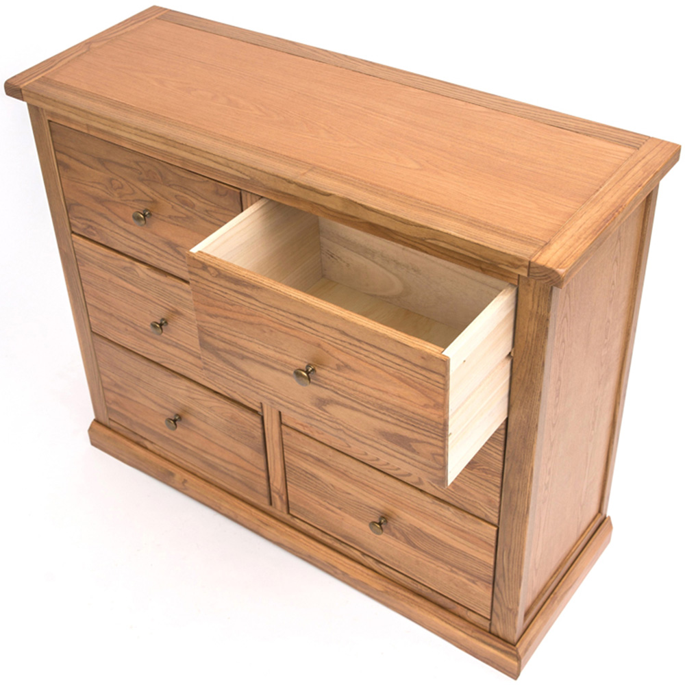 Cabinet Bits Salerno 6 Drawer Brown Brass Knob Chest of Drawers Image 5