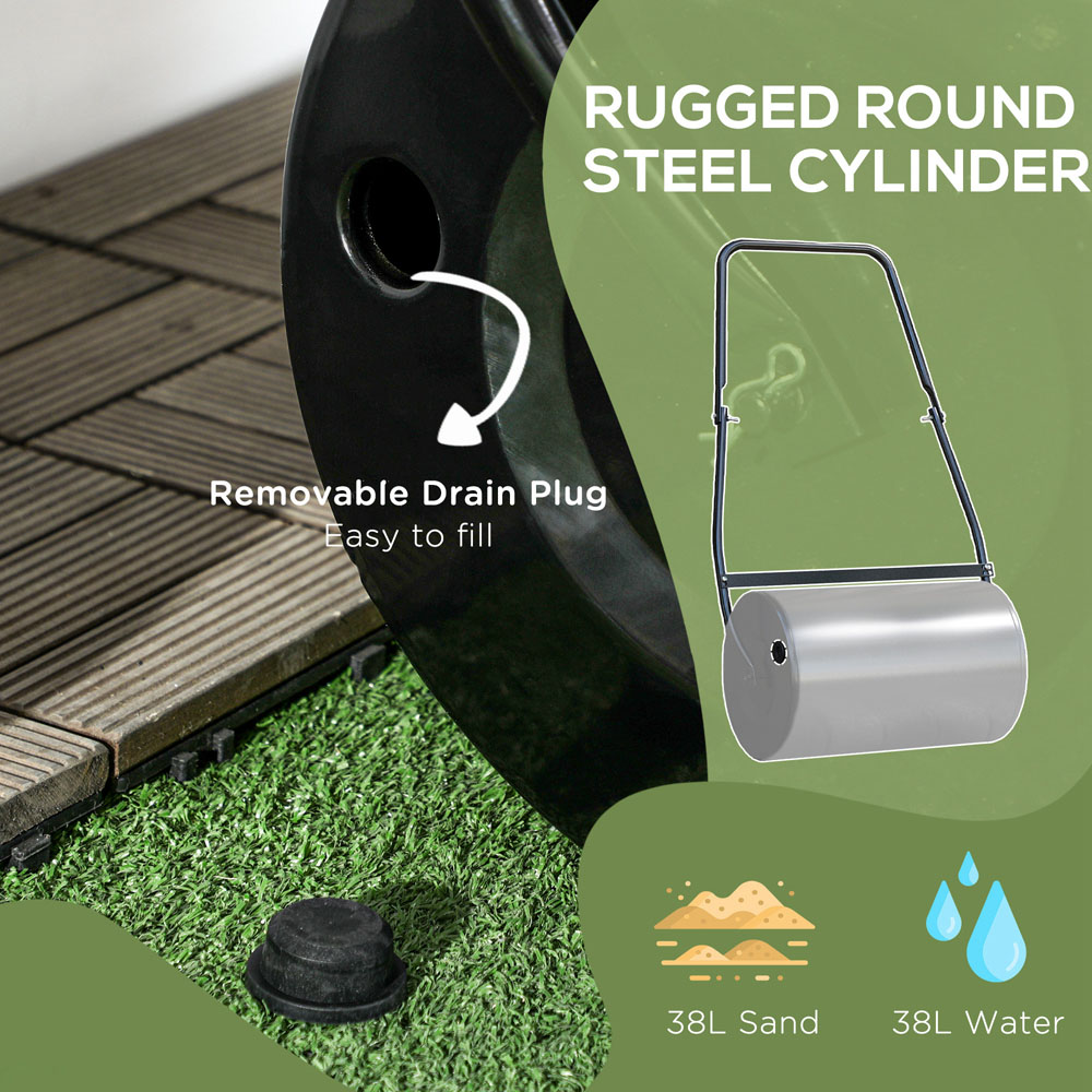 DURHAND 38L Black Fillable Steel Lawn Roller Image 7