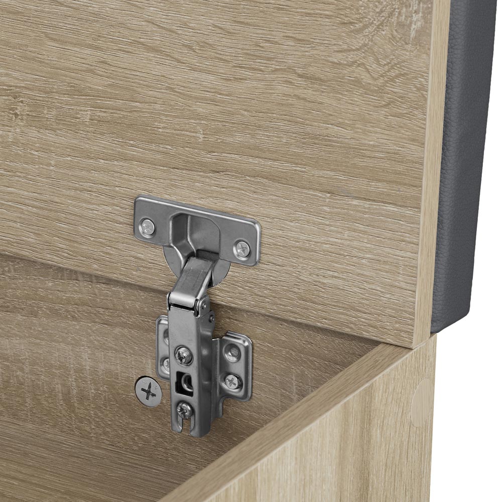 tectake Natalya 4 Compartment Oak Sonoma Shoe Bench with Soft Cushion Image 7