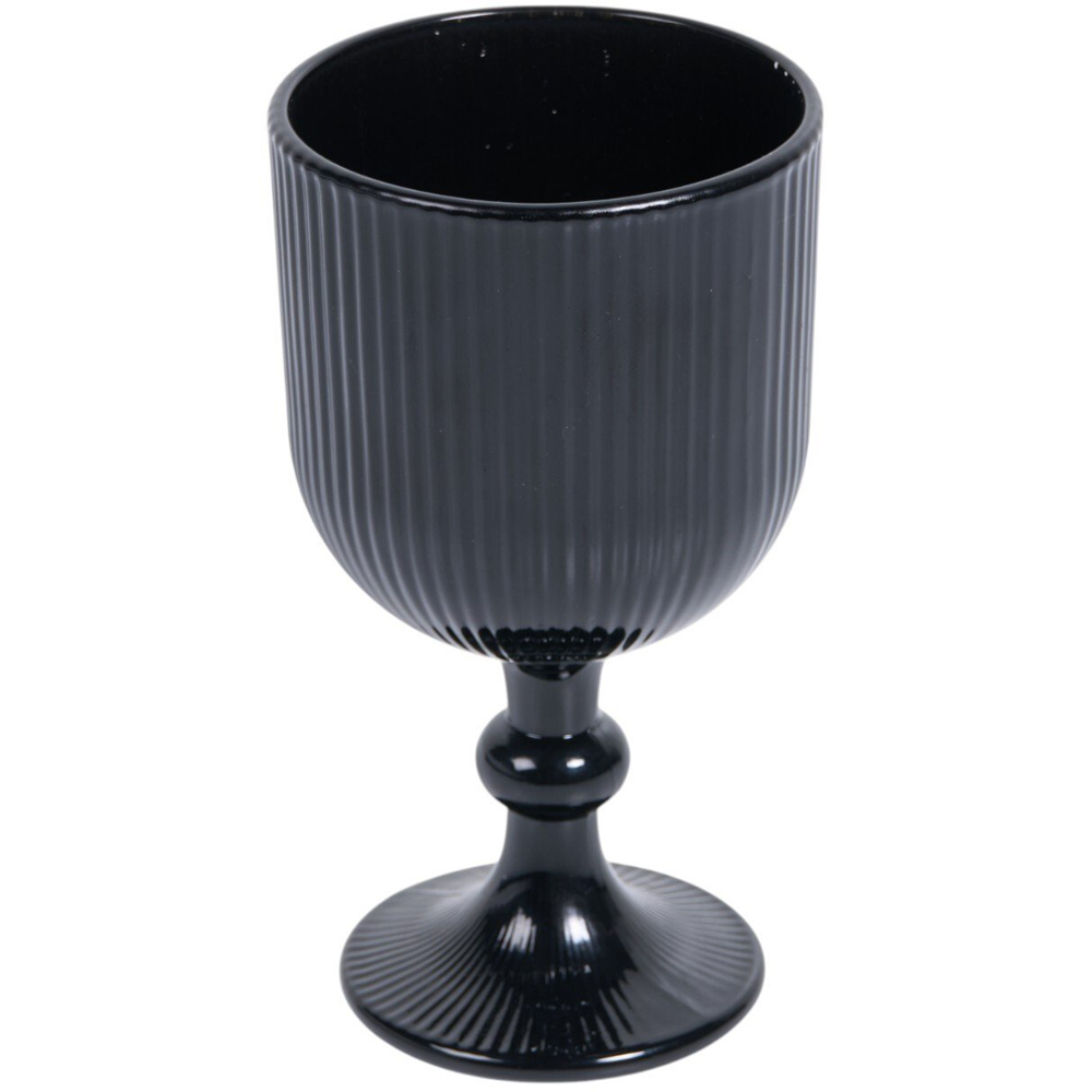 Black Ribbed Wine Glass Black Image 2
