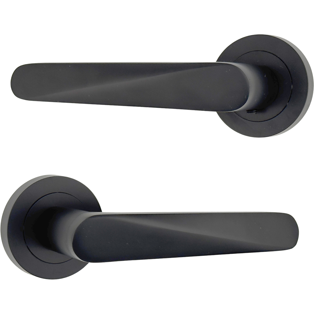 AXS Hardware Detroit Black Bathroom Door Handles on Rose 4 Pack Image 3