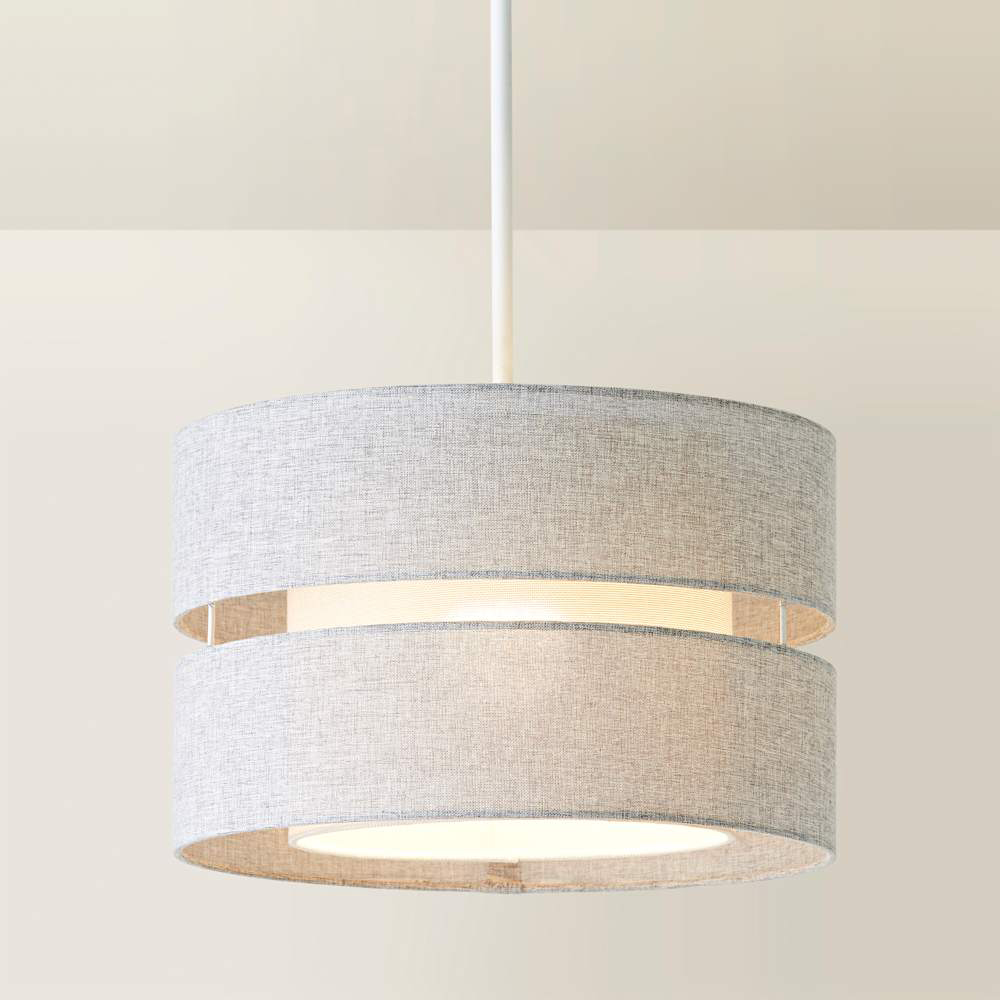 ValueLights Sophia 2 Tier Grey Linen Ceiling Drum Lamp Shade Image 4