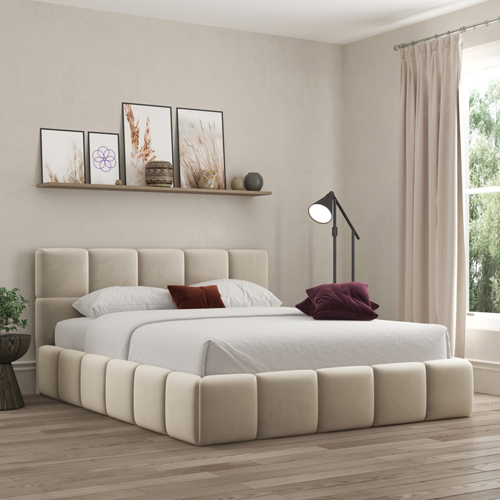 DS Living Ovella King Size Cream Cubed Ottoman Bed Image 3