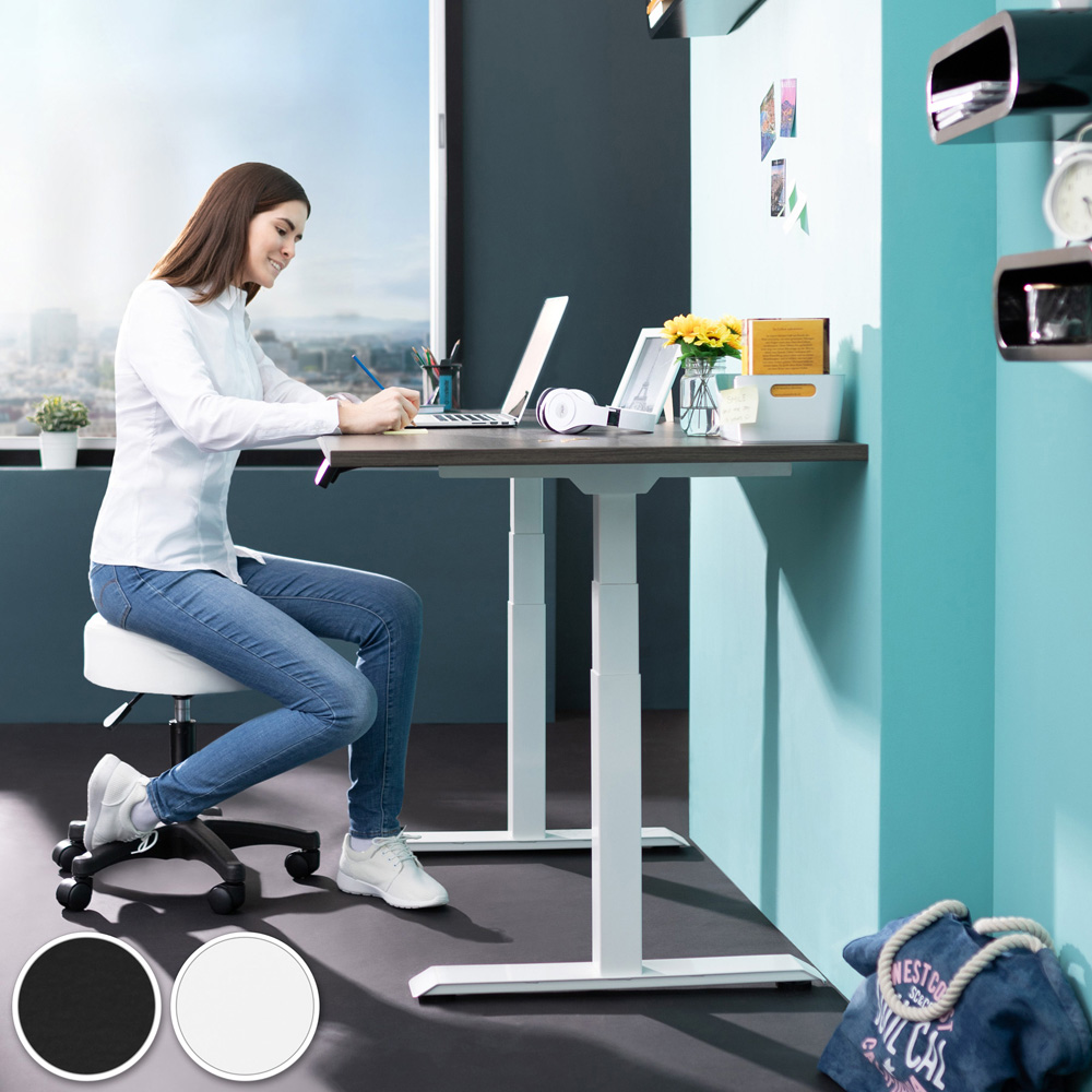 tectake Werner White Swivel Desk Stool Image 6