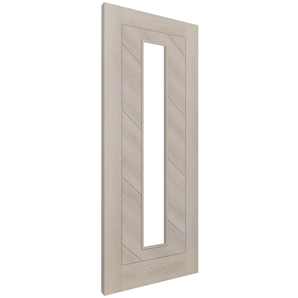 Stockholm Ivory Fully Finished Laminate Clear Glass Internal Door 1981 x 838 x 35mm Image 3