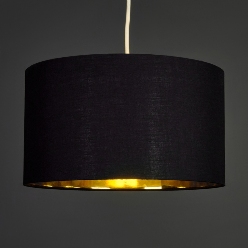 ValueLights Reni Black and Gold Inner Drum Ceiling Lamp Shade 35cm Image 2