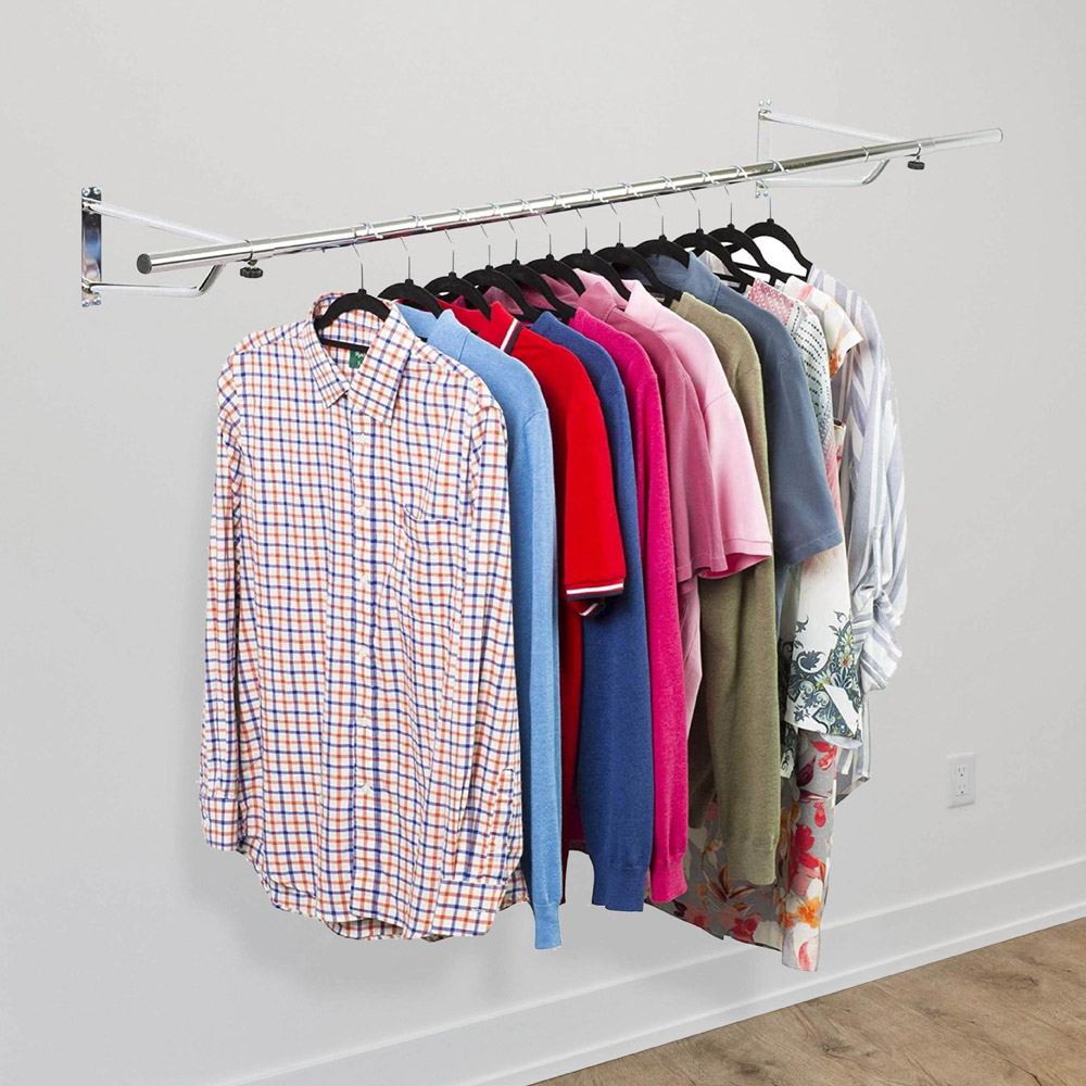 House of Home Silver 4ft Wall-Mounted Clothes Rail Image 2