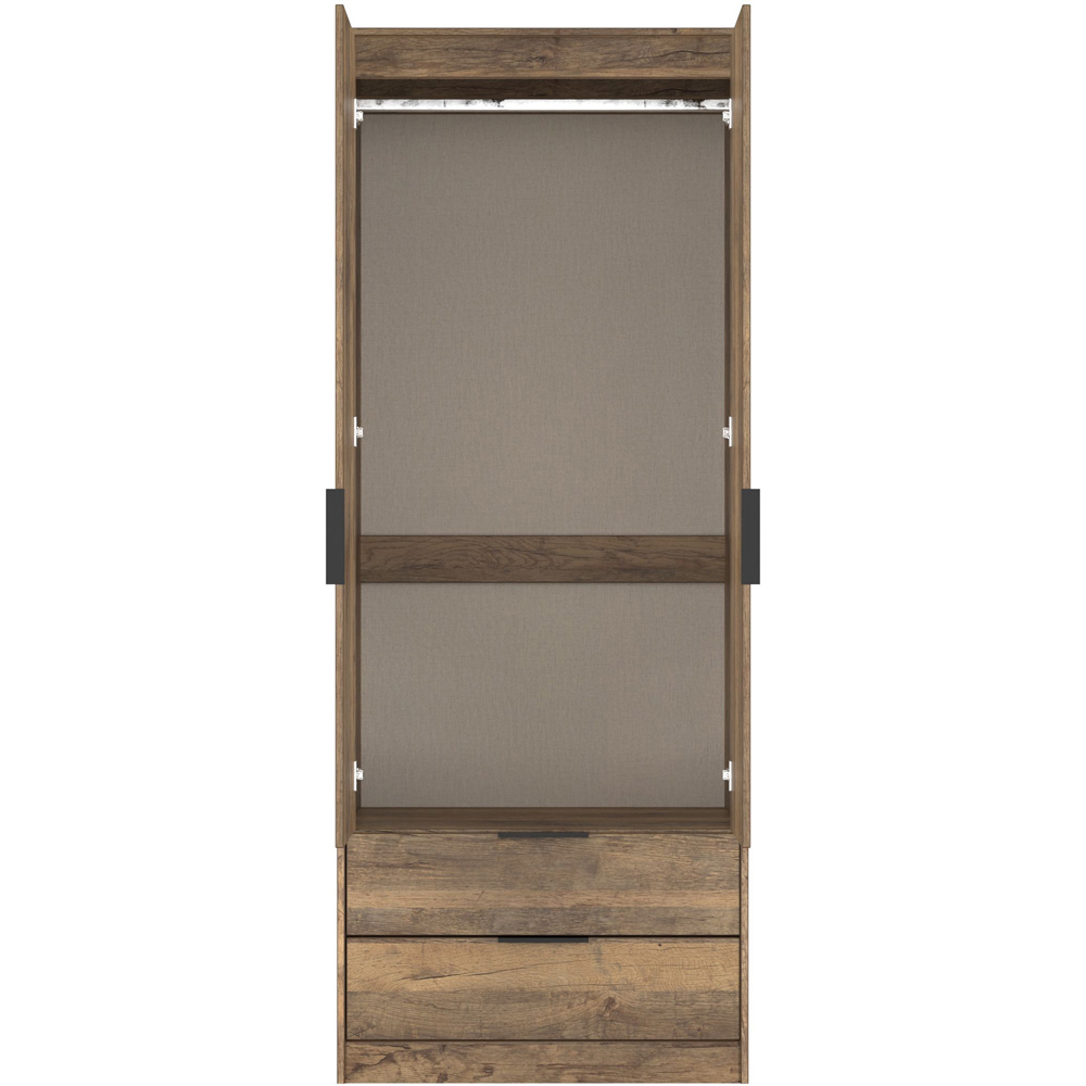 Crowndale Hong Kong 2 Door 2 Drawer Vintage Oak Tall Wardrobe Ready Assembled Image 4