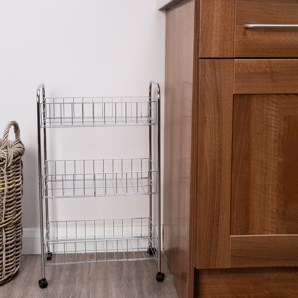 Premier Housewares Chrome 3 Tier Storage Cart Image 3