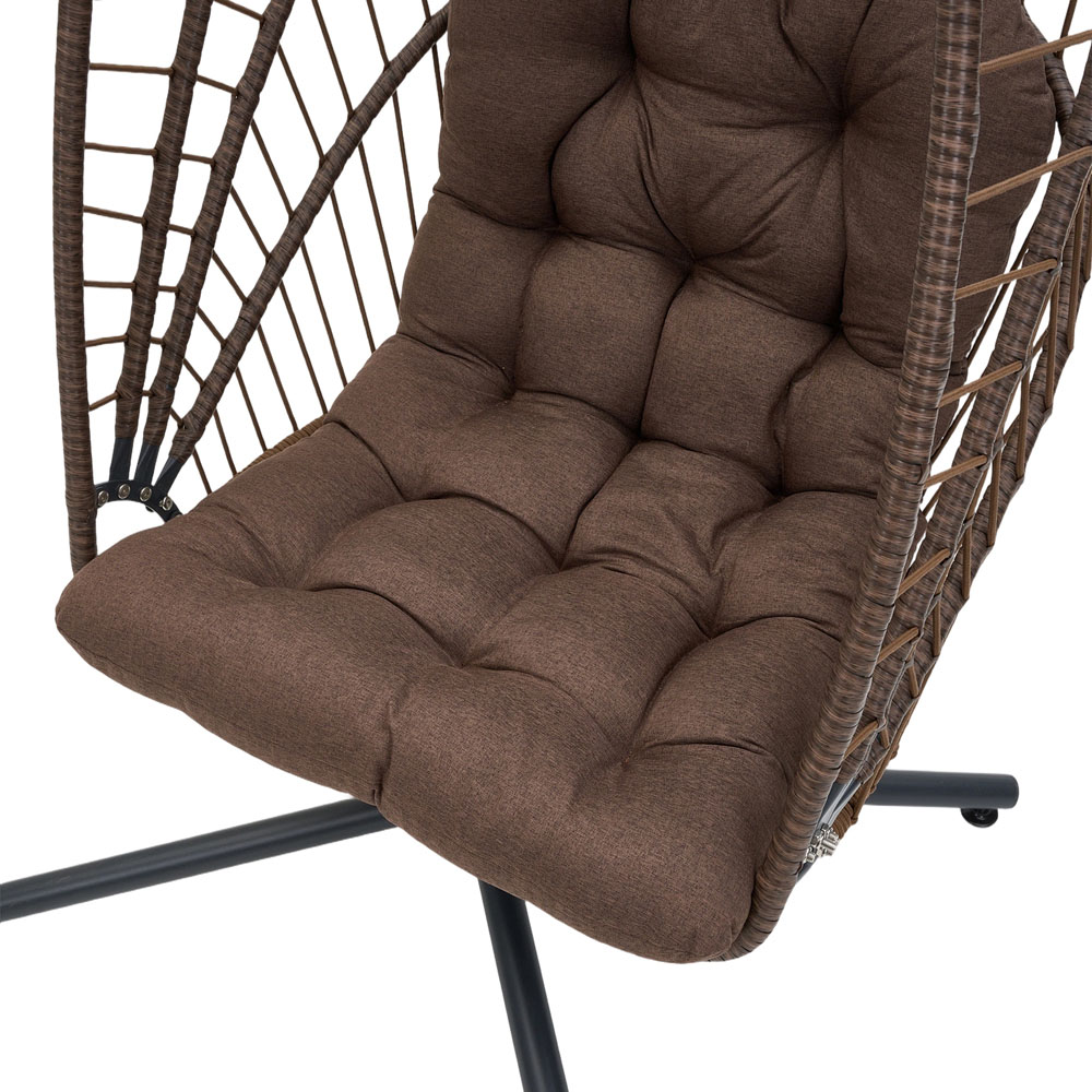 Living and Home Single Wicker Hanging Egg Chair with Cushion and Headrest Image 3