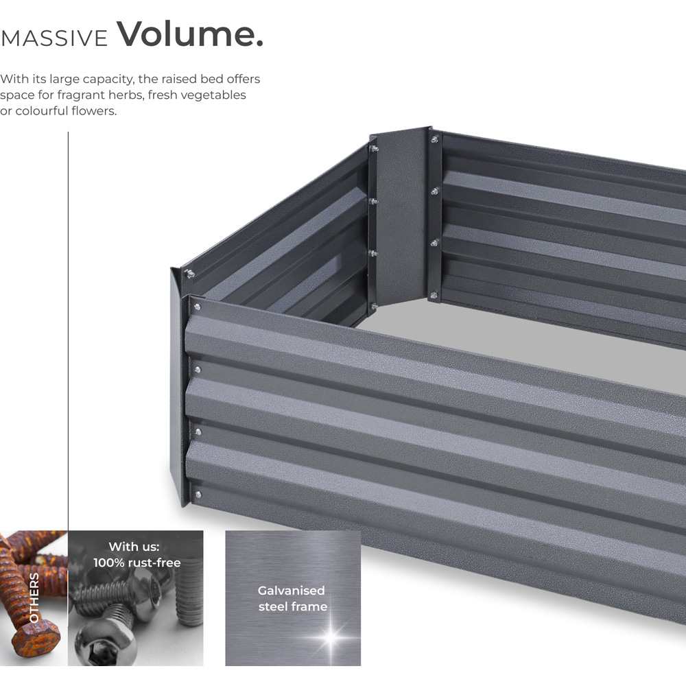 tectake 60 x 120cm Grey Galvanised Steel Raised Garden Bed Image 3