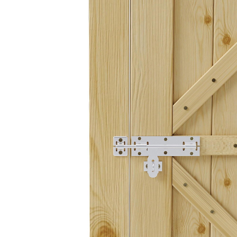 Living and Home Wooden Garden Slat Gate with Door Latch 70.8 x 35.4 inch Image 3
