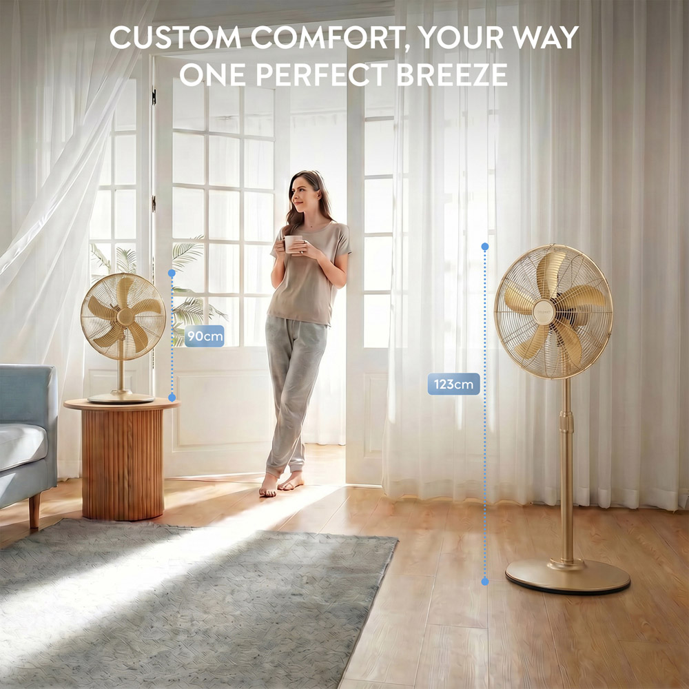 Air Pro Gold Height Adjustable Oscillating Standing Pedestal Fan 16 inch Image 8