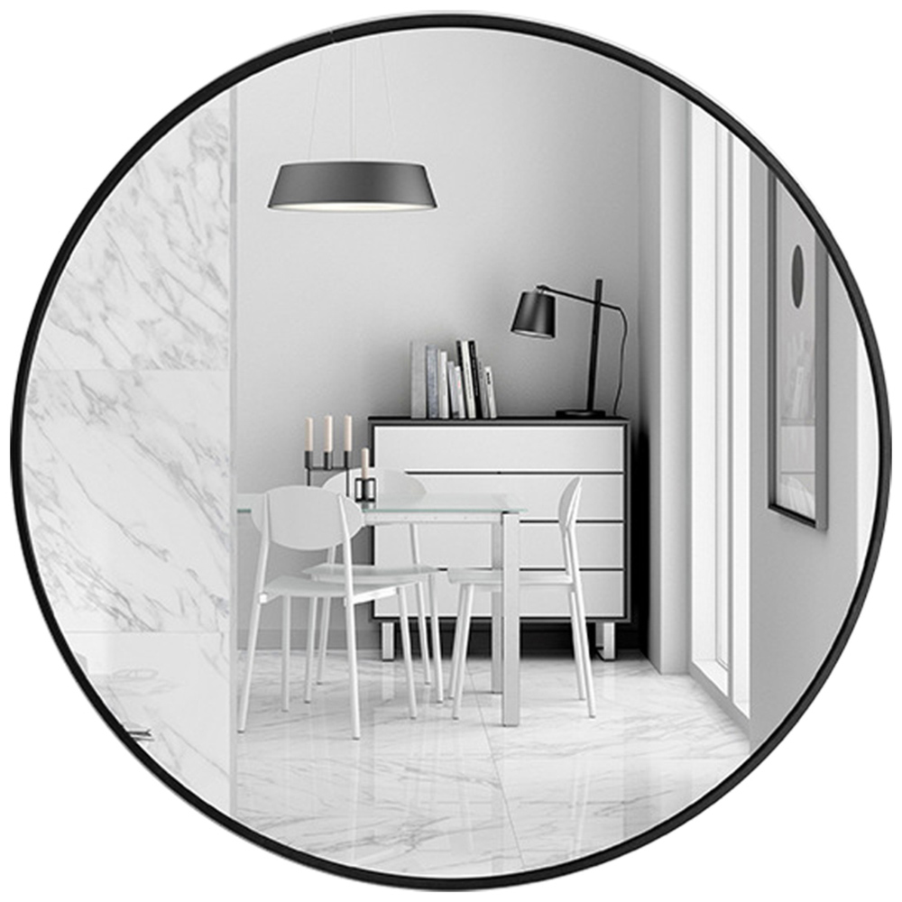 Living and Home Black Frame Nordic Wall Mounted Bathroom Mirror 80cm Image 3