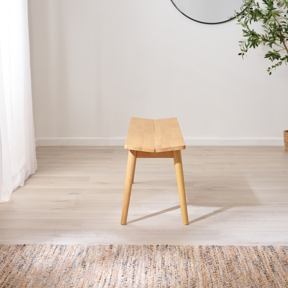 Furniturebox Lymington 3 Seater Oak Effect Solid Wood Dining Bench Image 5