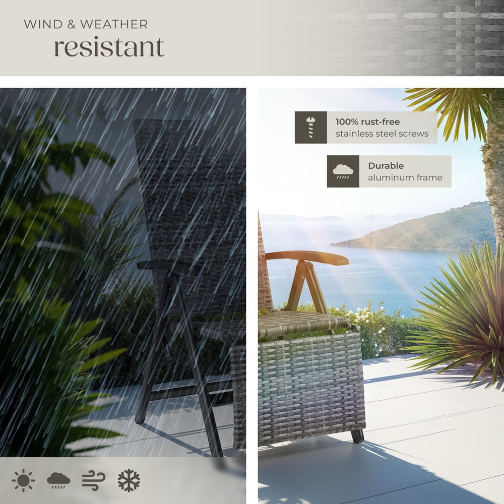 tectake Brisbane Grey 6 Way Adjustable and Foldable Garden Chair Image 7