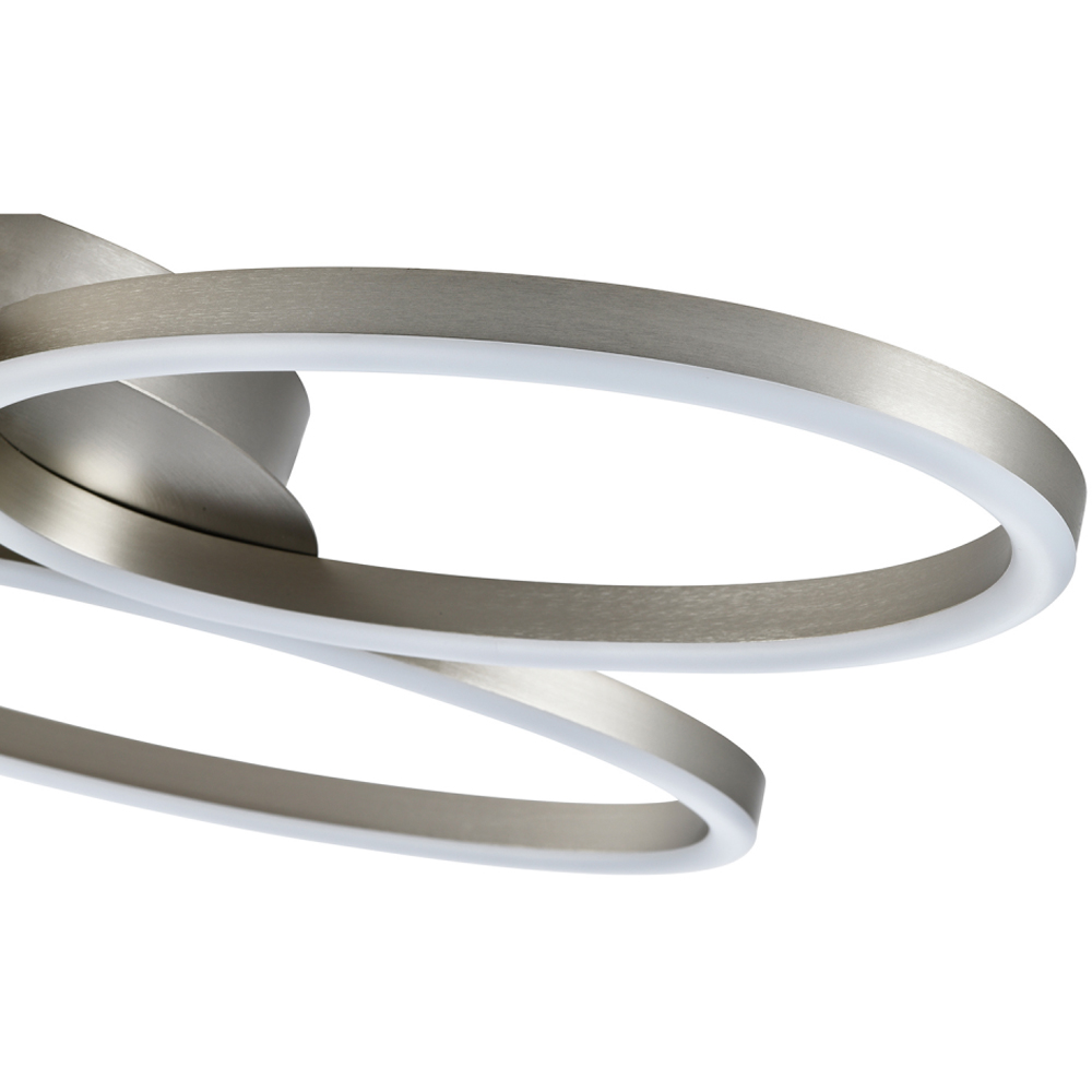 Happy Homewares Brushed Nickel LED Semi Flush Ceiling Light with Oval Arms Image 4