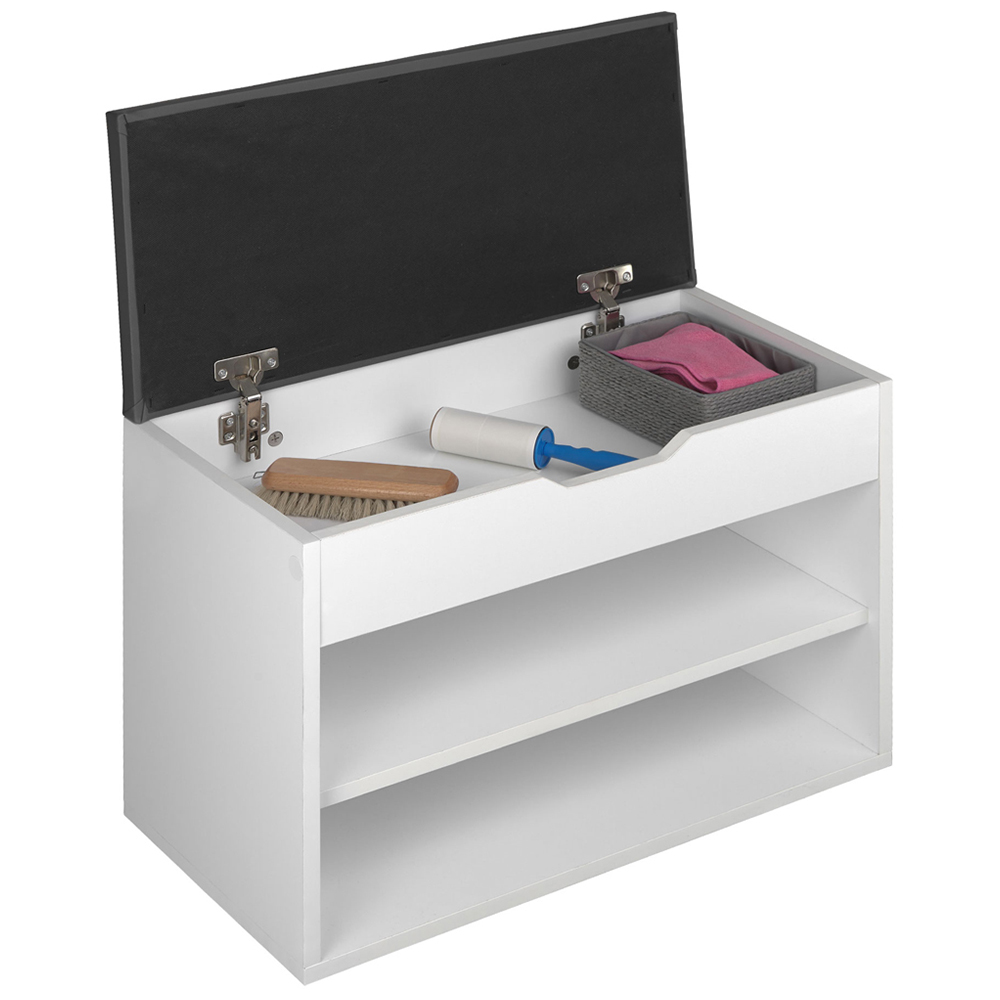 tectake Jasmina 2 Shelf White Shoe Rack Bench with Cushion Image 5