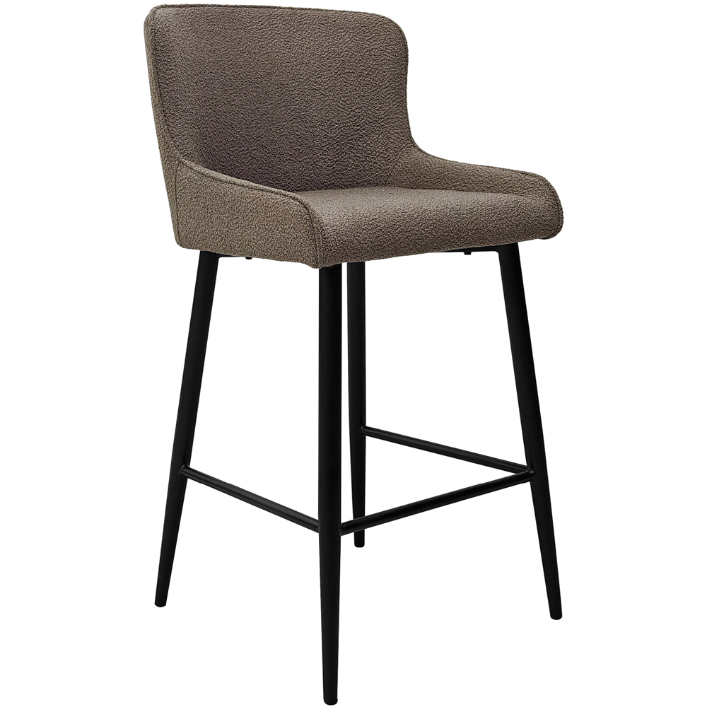 Bentley Designs Rubens Set of 2 Mocha Beige Boucle Fabric Upholstered Barstool Image 2