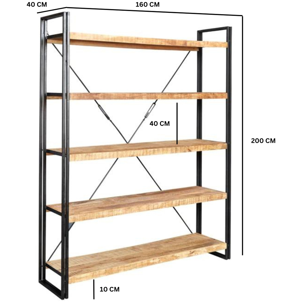 Brooklyn Carnaby 5 Shelf Industrial Large Open Bookcase Image 5