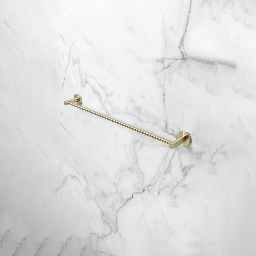 Bristan Solid Brass Brushed Brass Wall Mounted Round Towel Rail 595mm Image 2