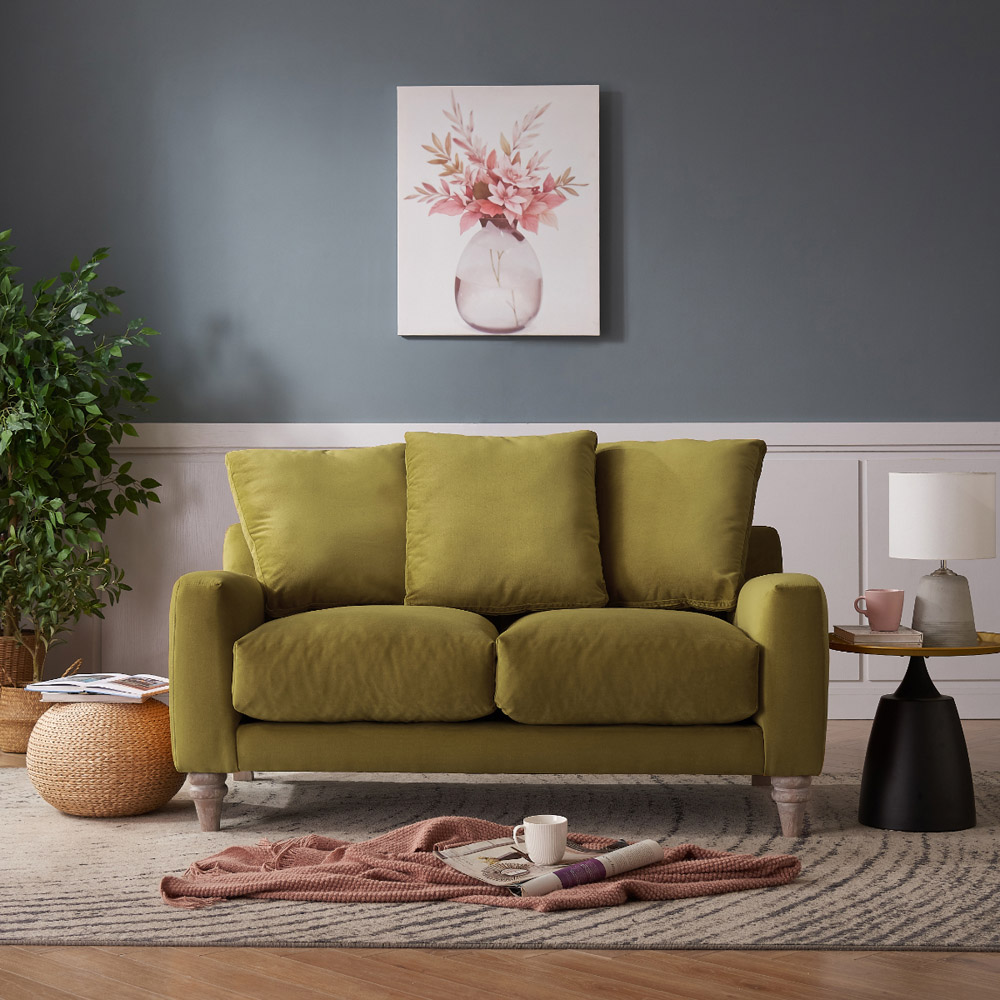 Home Detail Covent 2 Seater Olive Green Velvet Sofa Image 9