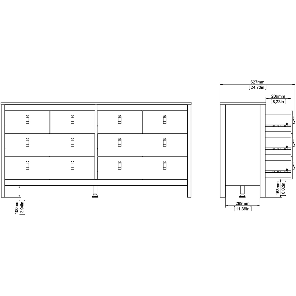 Florence Barcelona 8 Drawer White Double Dresser Image 7