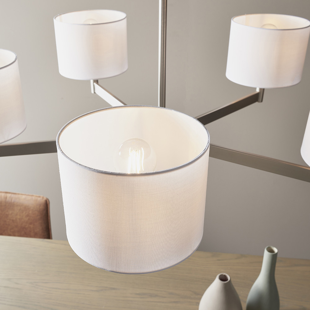 Merano Cortino Vintage White Matt Nickel 5 Light Ceiling Pendant Light Image 4