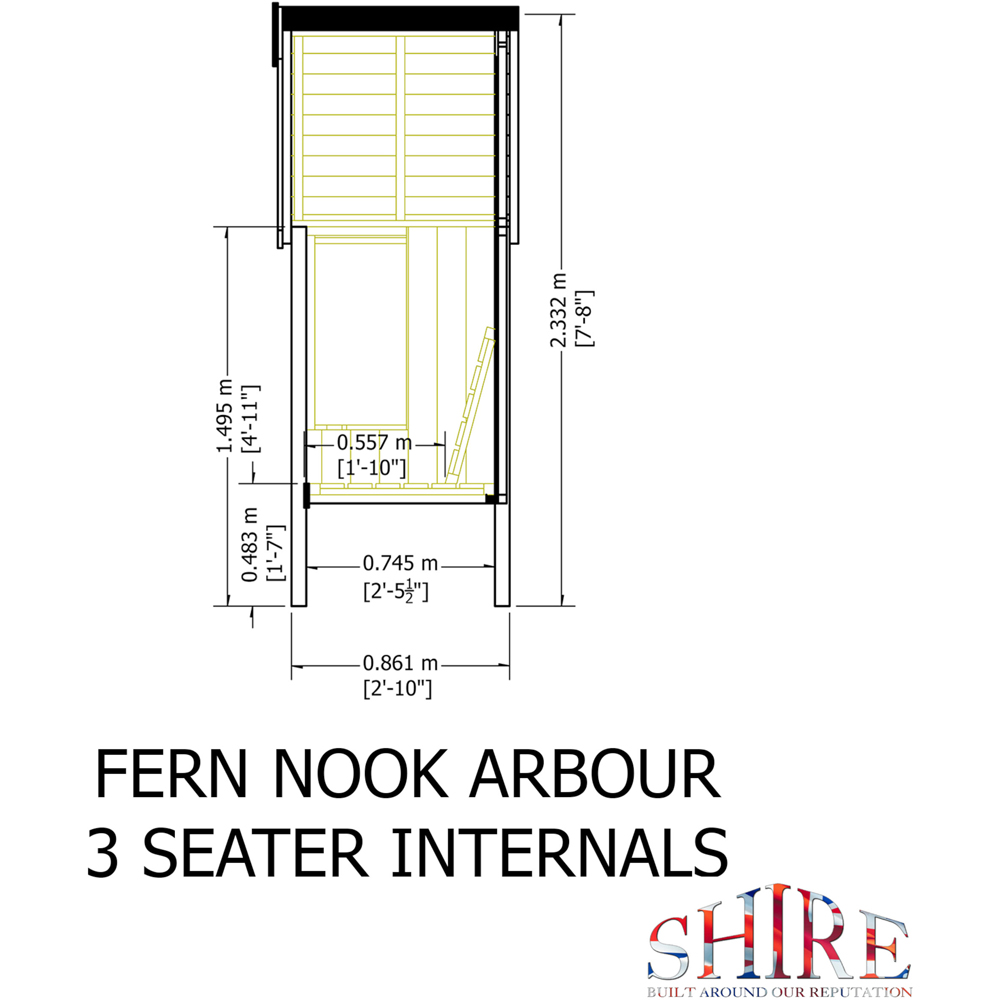 Shire Fern Nook 3 Seater 2.10 x 5.3ft Pressure Treated Pine Garden Arbour Image 8