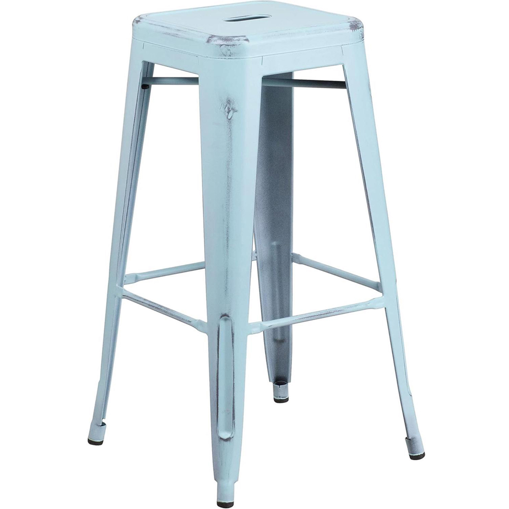 FWStyle Pastel Blue Assembled Steel Bar Stool Set of 4 Image 3