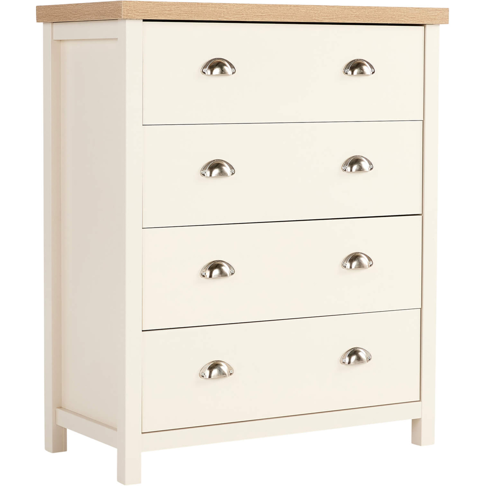 Home Source Avon 4 Drawer White and Oak Dual Tone Chest of Drawers Image 2