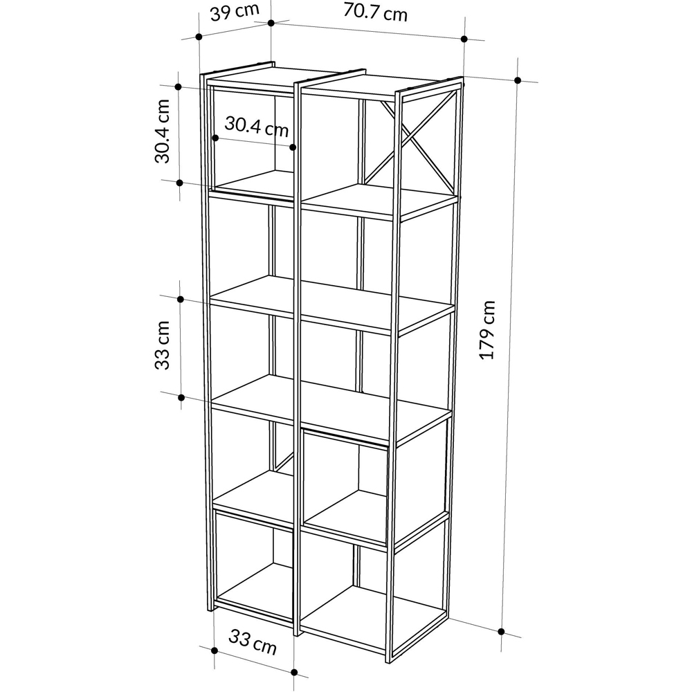 Decortie Vale Midi 10 Shelf Black Wood and Ash Green Bookcase Image 7